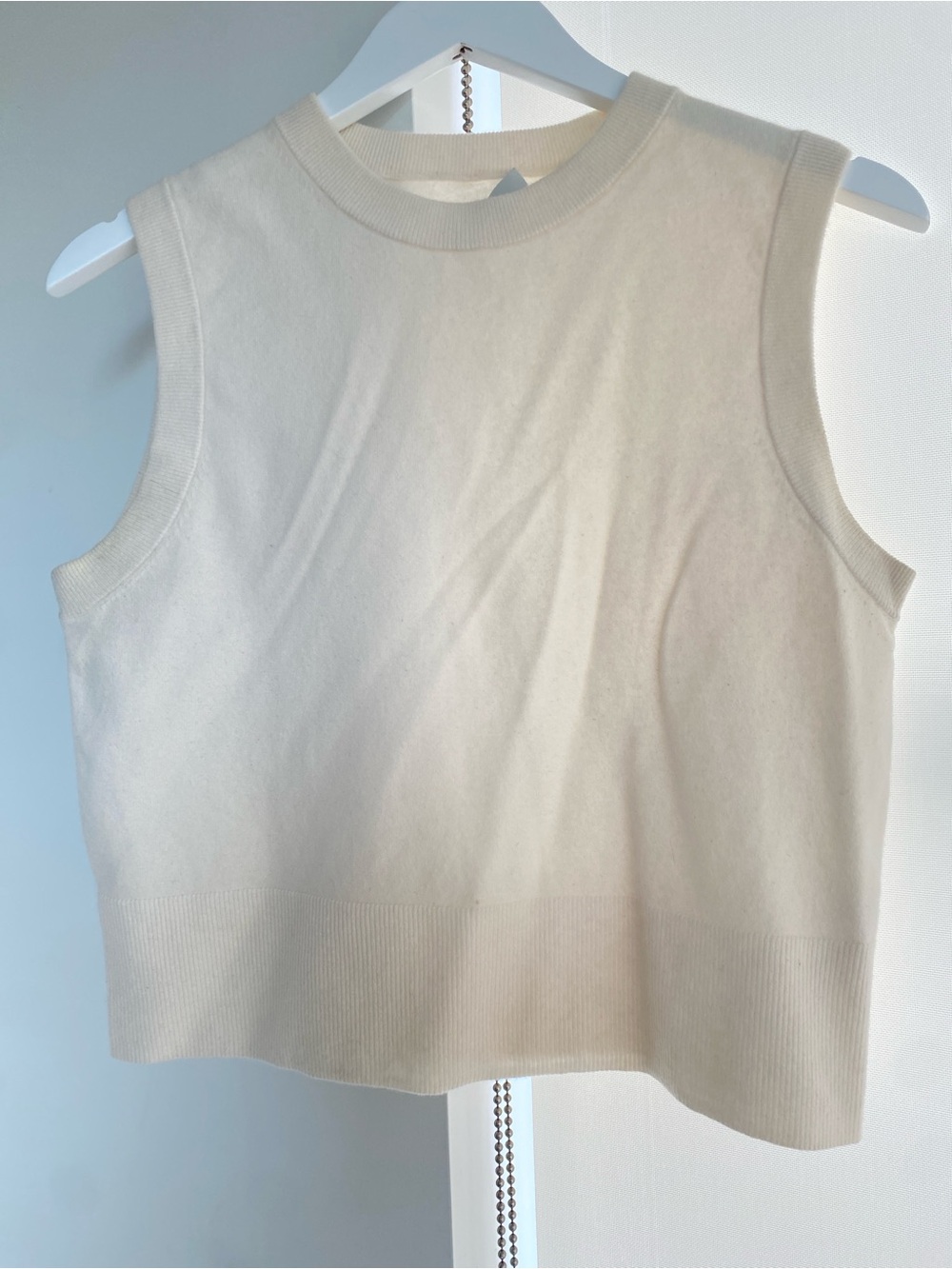 Vince Wool Cashmere Blend Sleeveless Knit Shell Top Vest Cream Size Medium